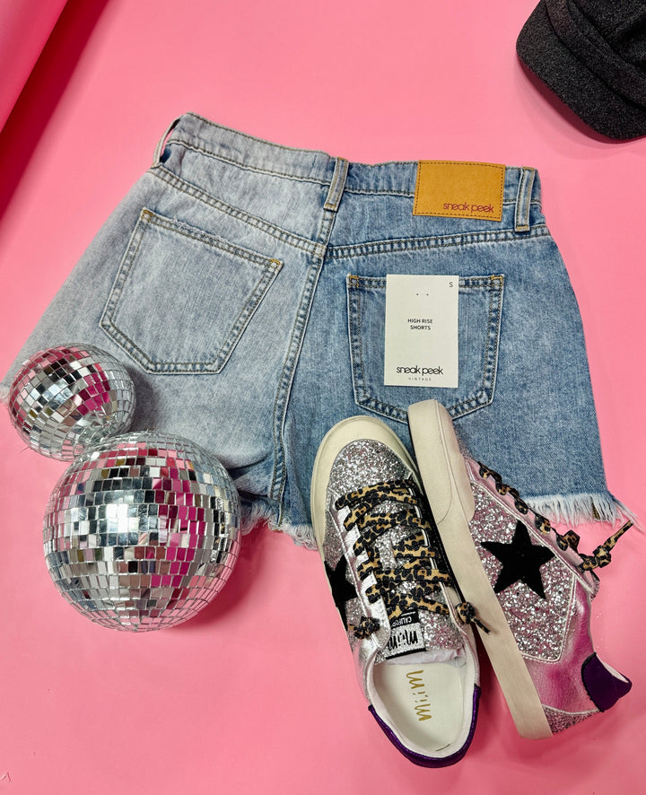 Two Tone Denim Shorts