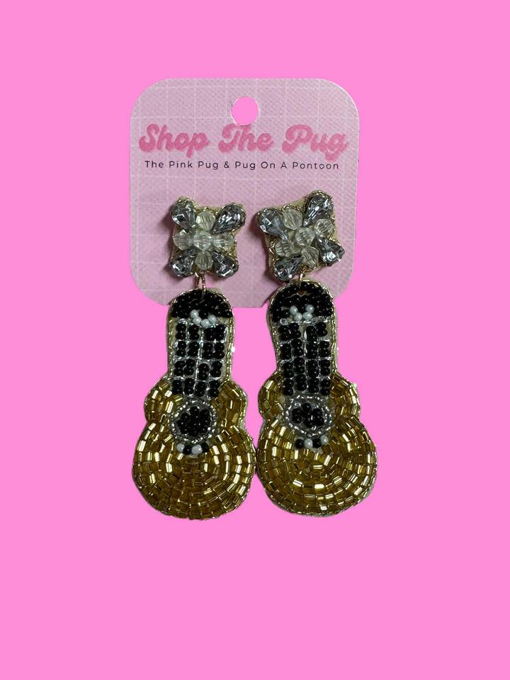 Beaded Guitar Earrings