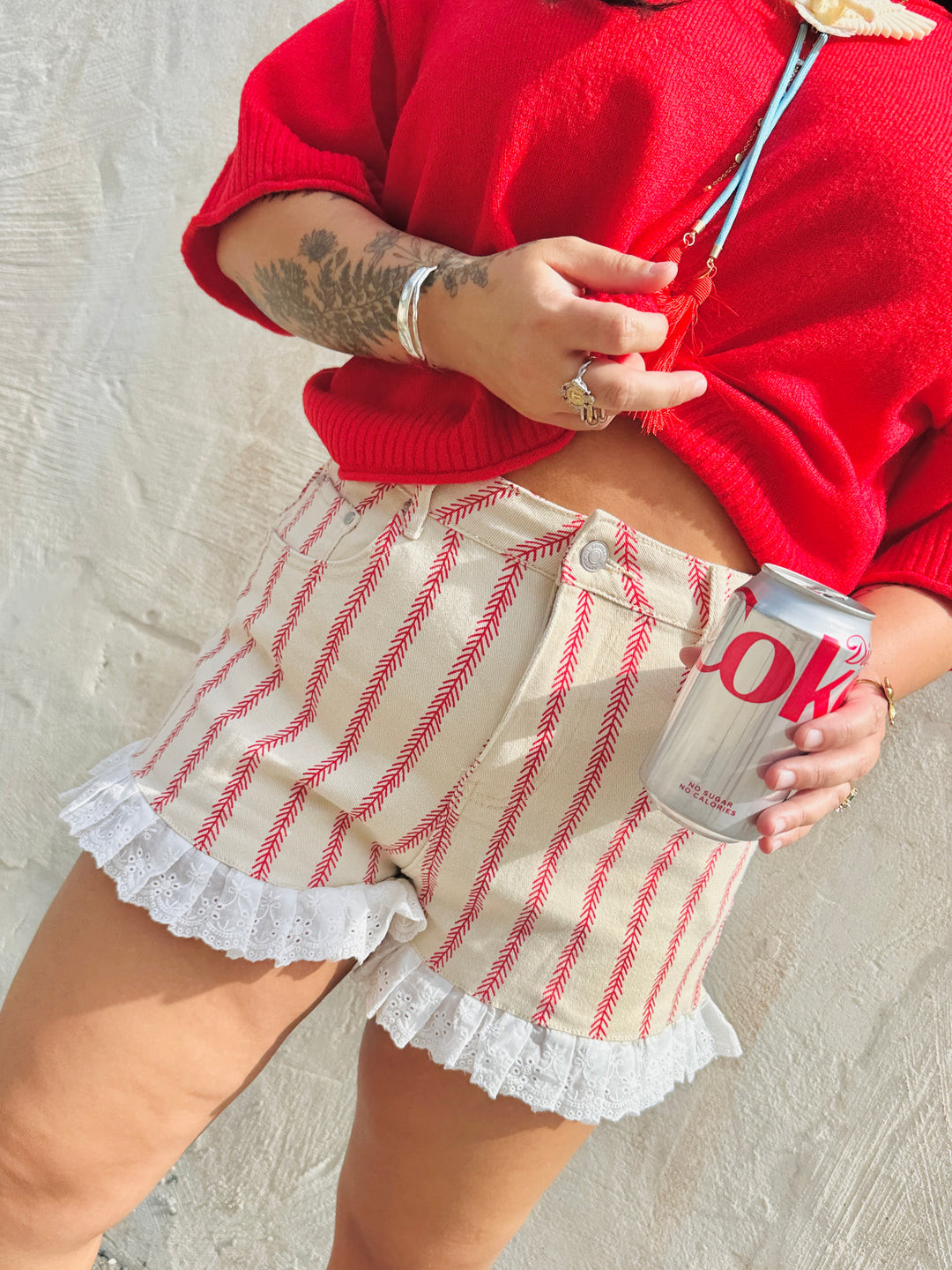 Home Run Ruffle Denim Shorts