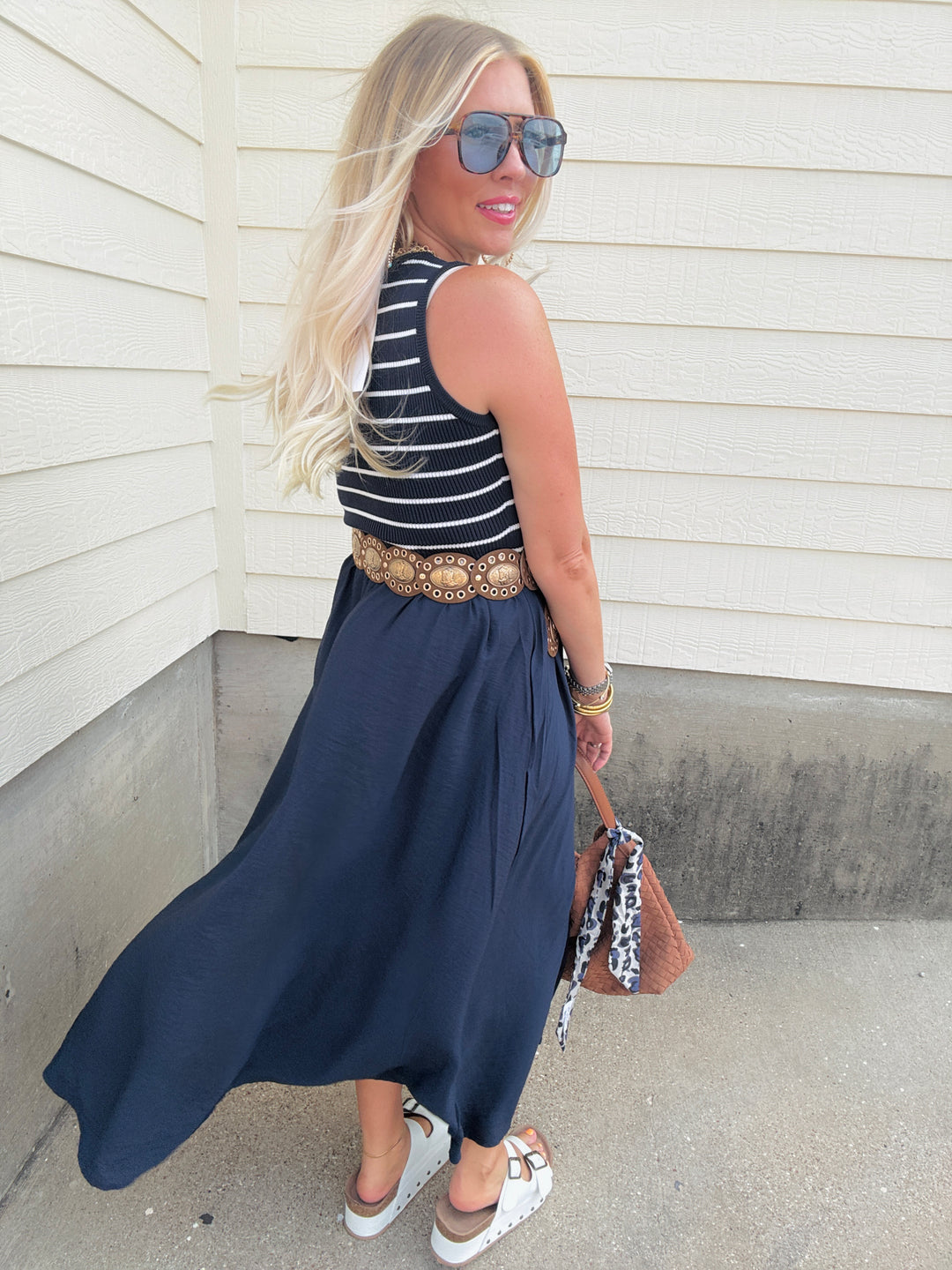 Coastal & Stripe Midi Dress