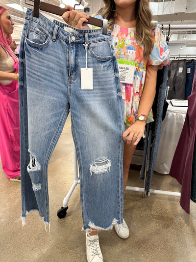 The Laya Distressed Flare Jean