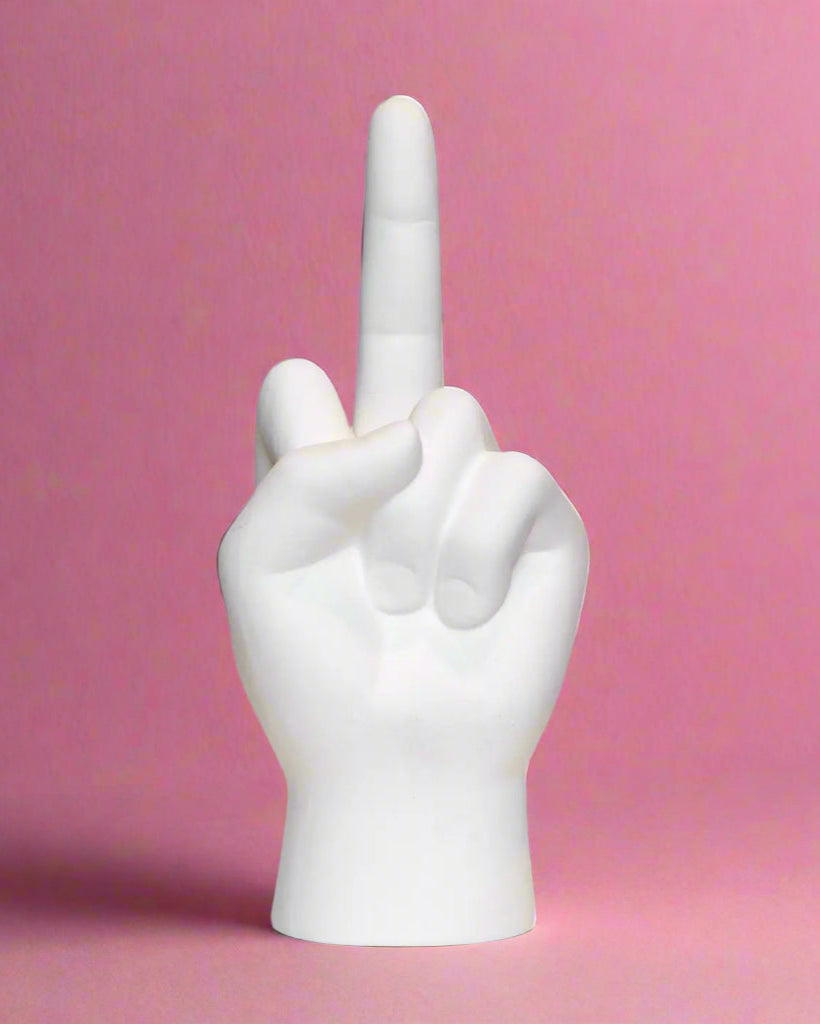 White Middle Finger Table Top Sculpture