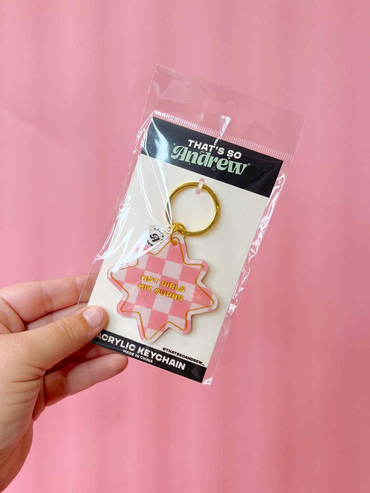 Hot Girls Hit Curbs Keychain