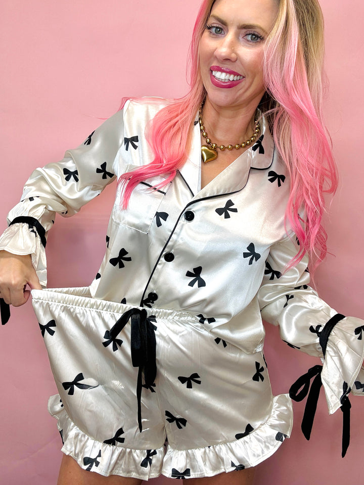 The Toni Cropped Bow Pajama Set