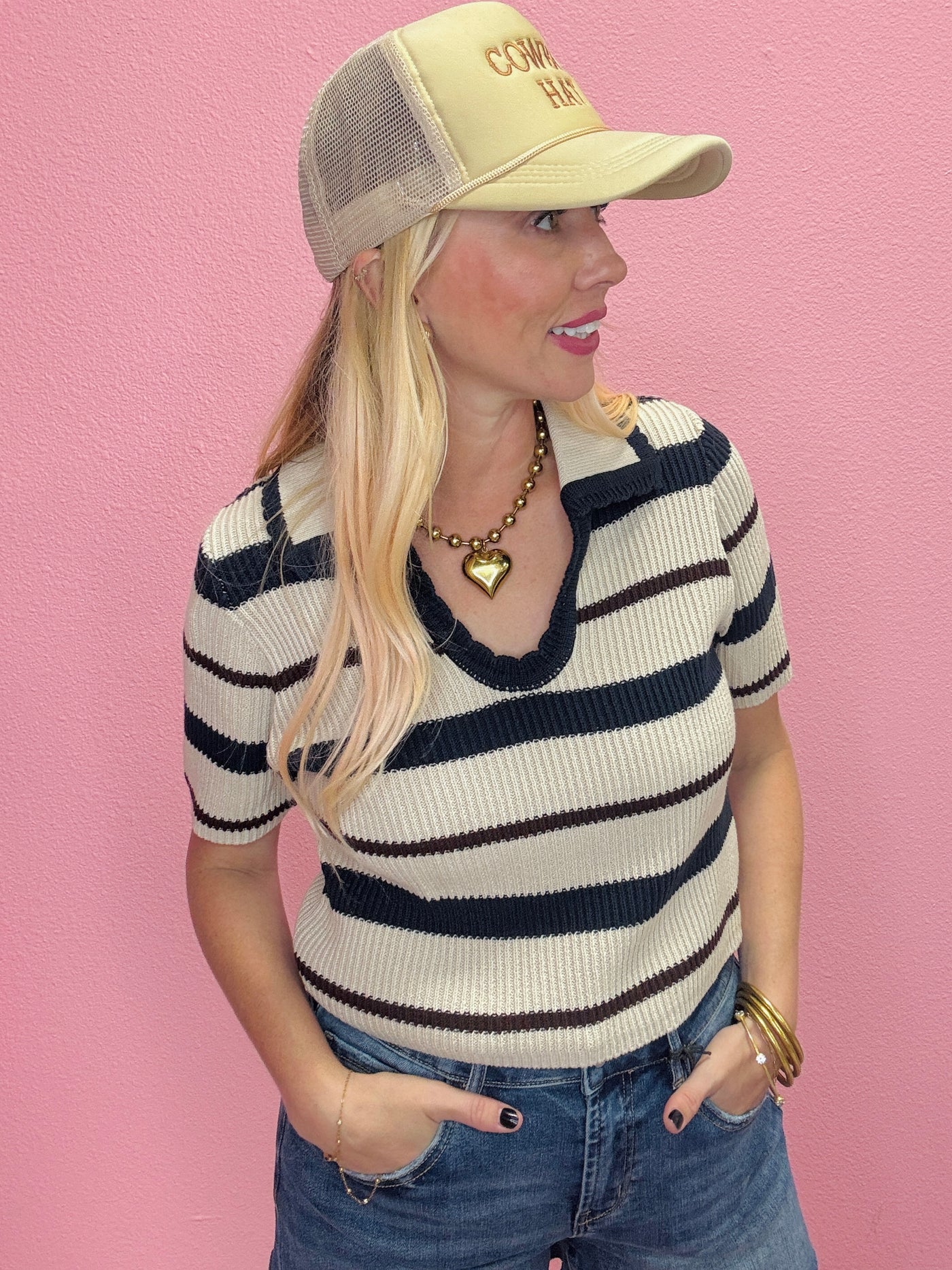 The Terrance Stripe Collared Top