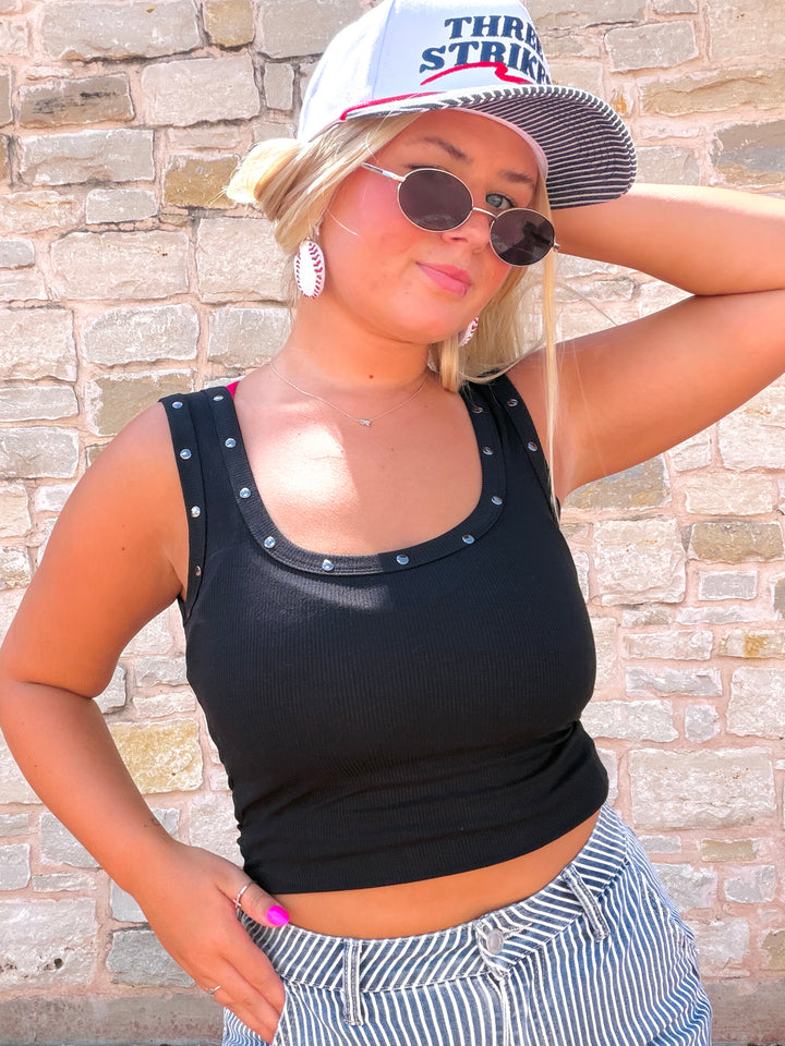 Edge of Chic Studded Scoop Tank