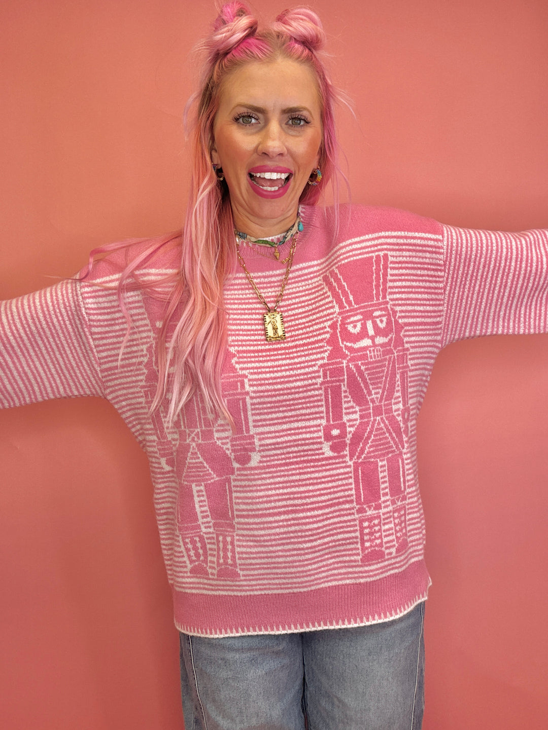 Nutcracker Stitched Christmas Sweater