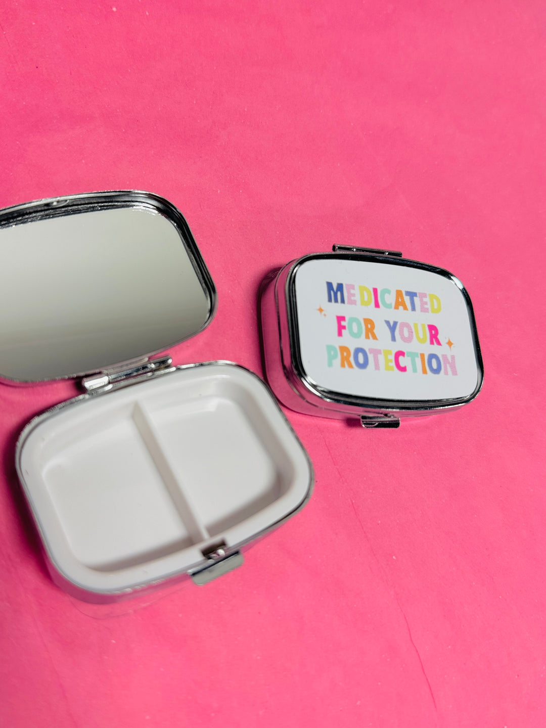 Funny Pill Box & Compact Mirror