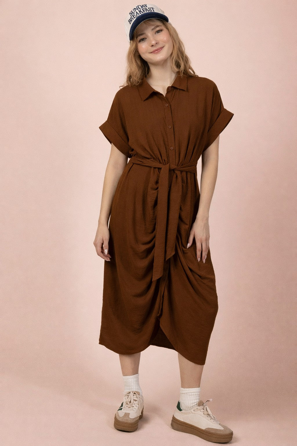 Whiskey Kiss Brown Midi Dress