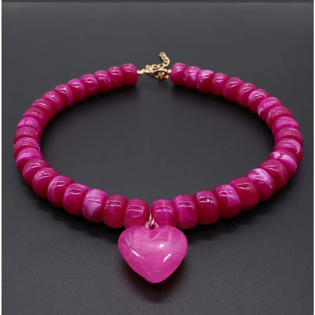 Jojo Fuschia Heart Necklace
