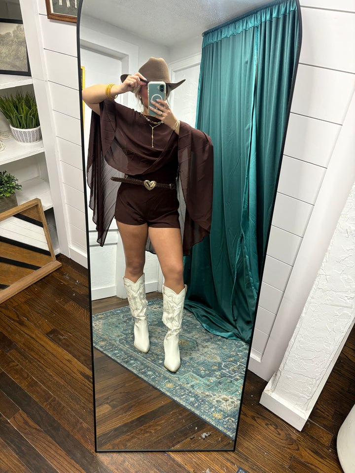 The Stella Chiffon Cape Romper