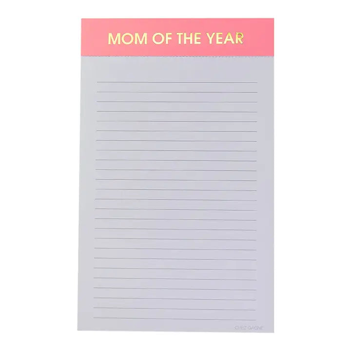 Mom of the Year - Lined Notepad - Pink
