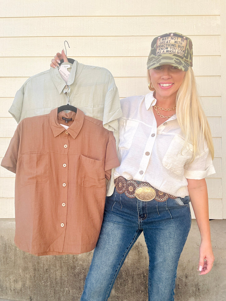 Coastal Cool Linen Button Top