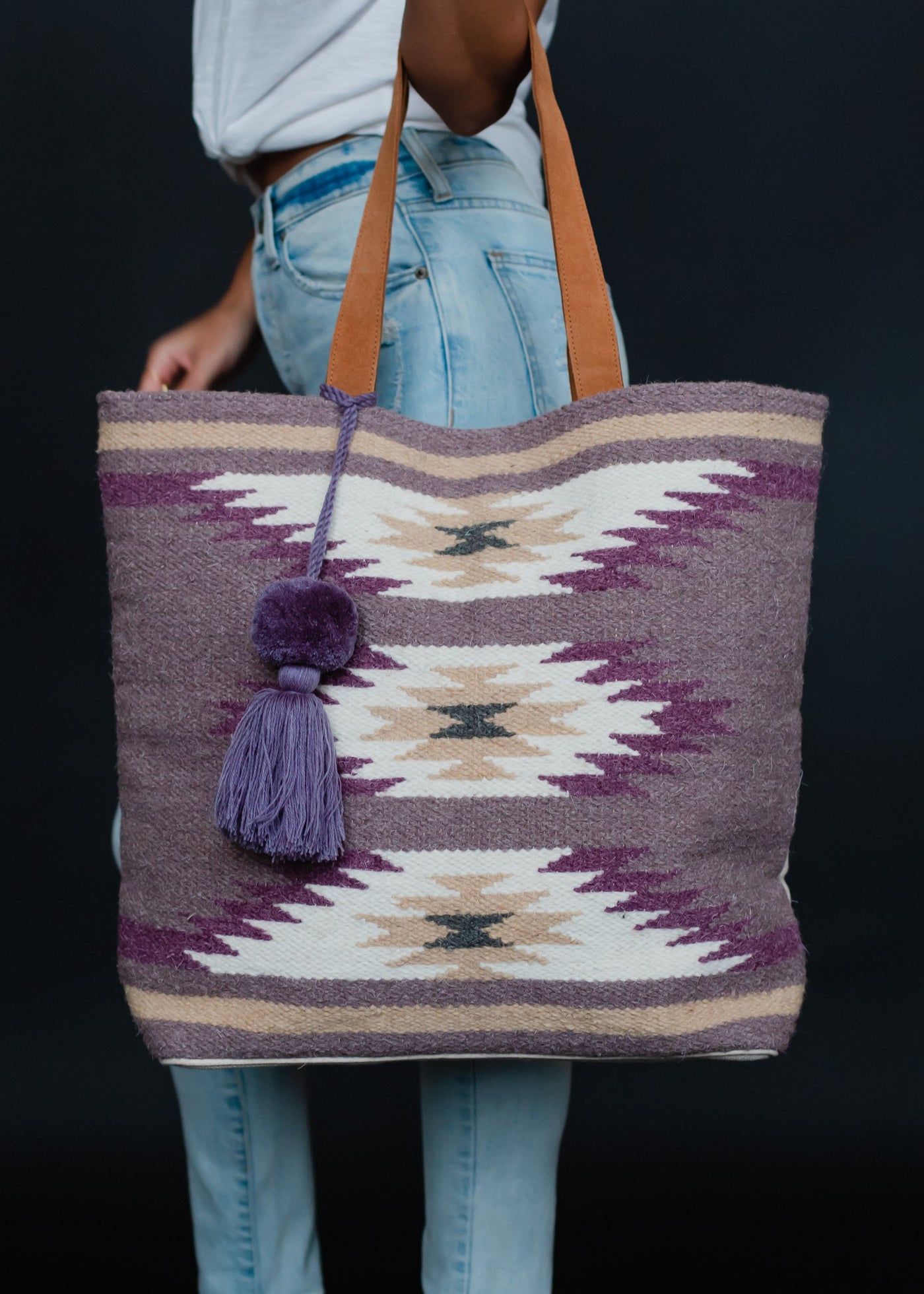 Lavender & Cream Aztec Tote