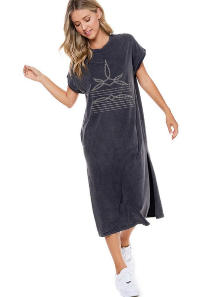 Western Boot Stitch Design Dress