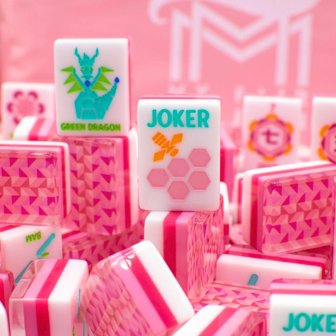Crystal Prism Pink Mahjong Tile Set