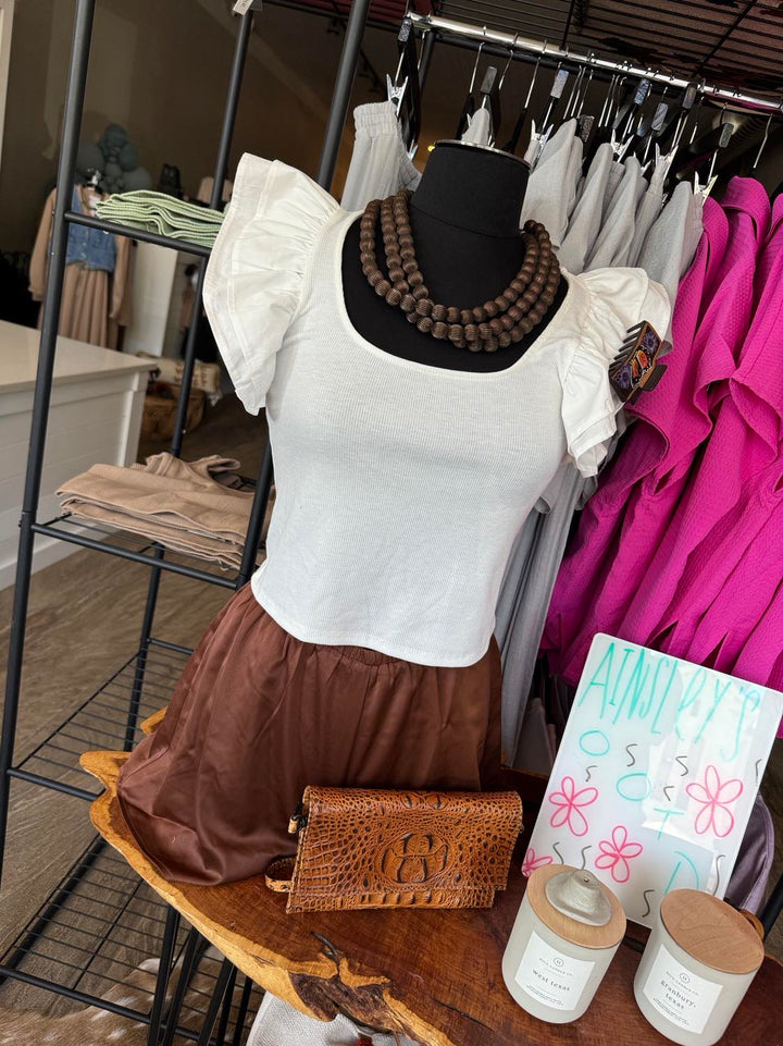 Cognac Satin Lined Shorts