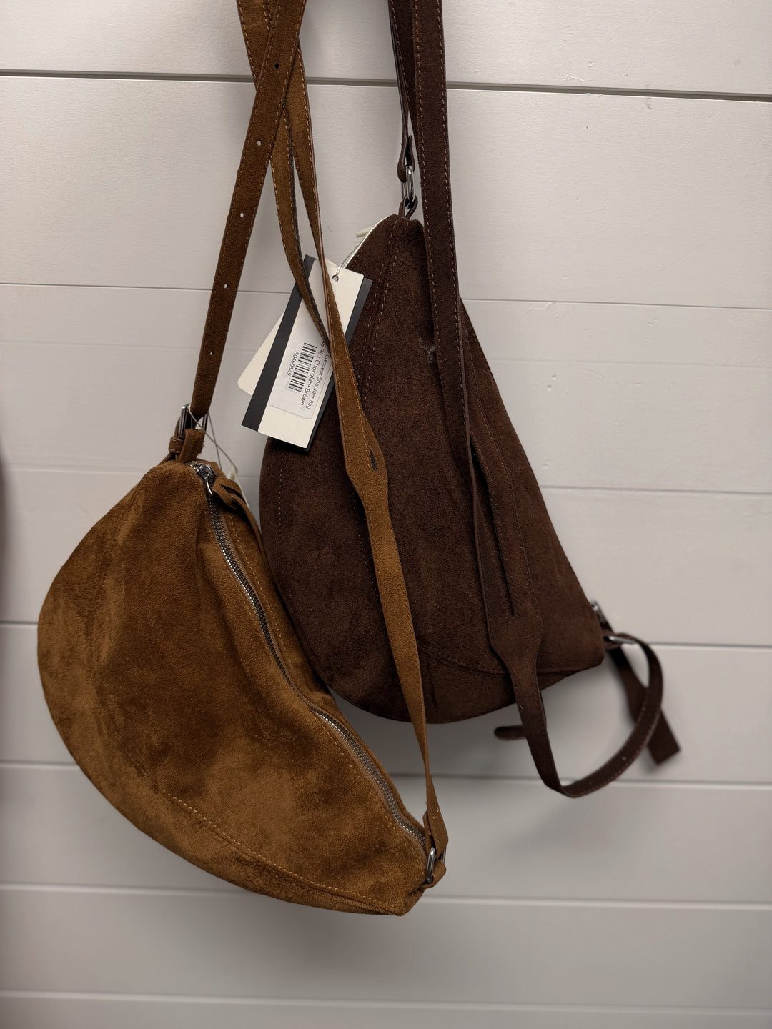 Suede Crescent Shoulder Bag