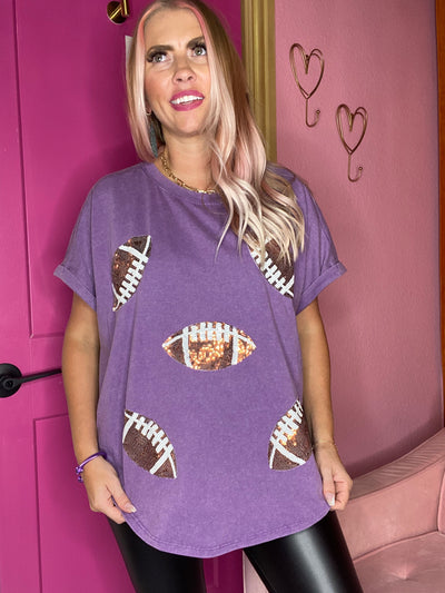 Vintage Washed Sequin Football Top