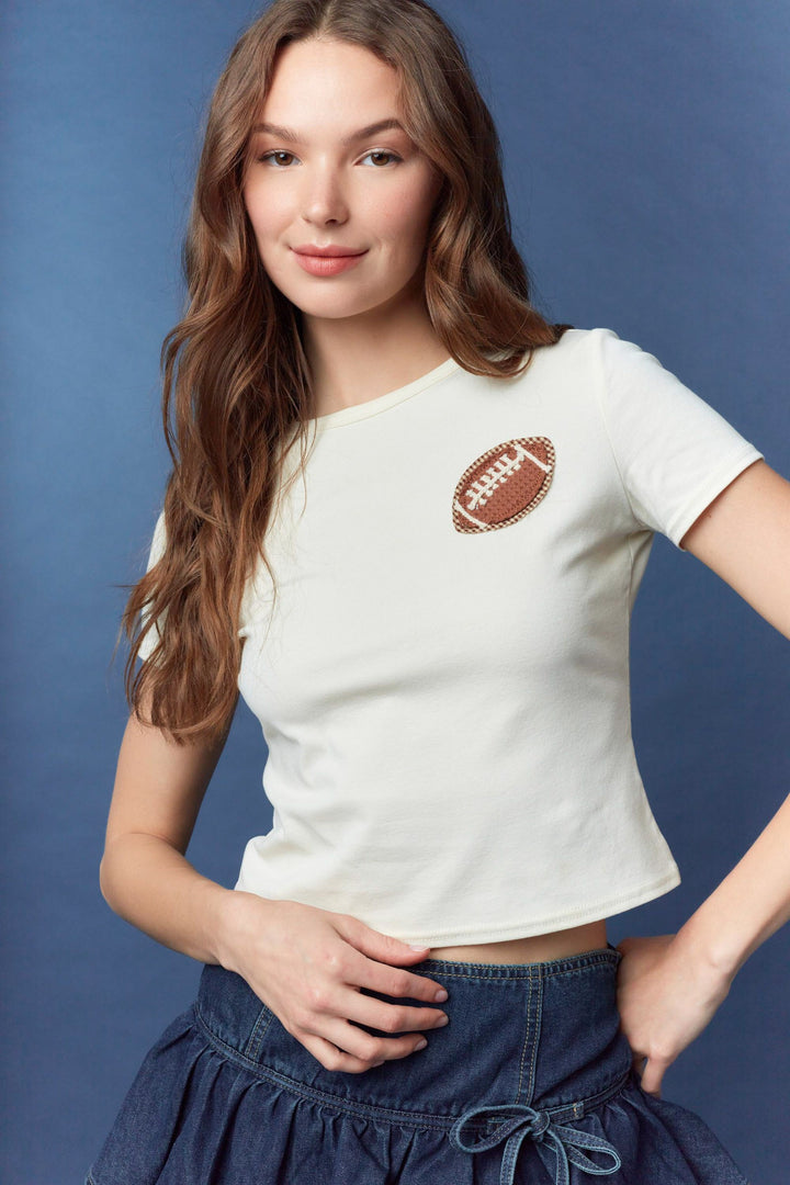 Football Gingham Patch Baby Tee