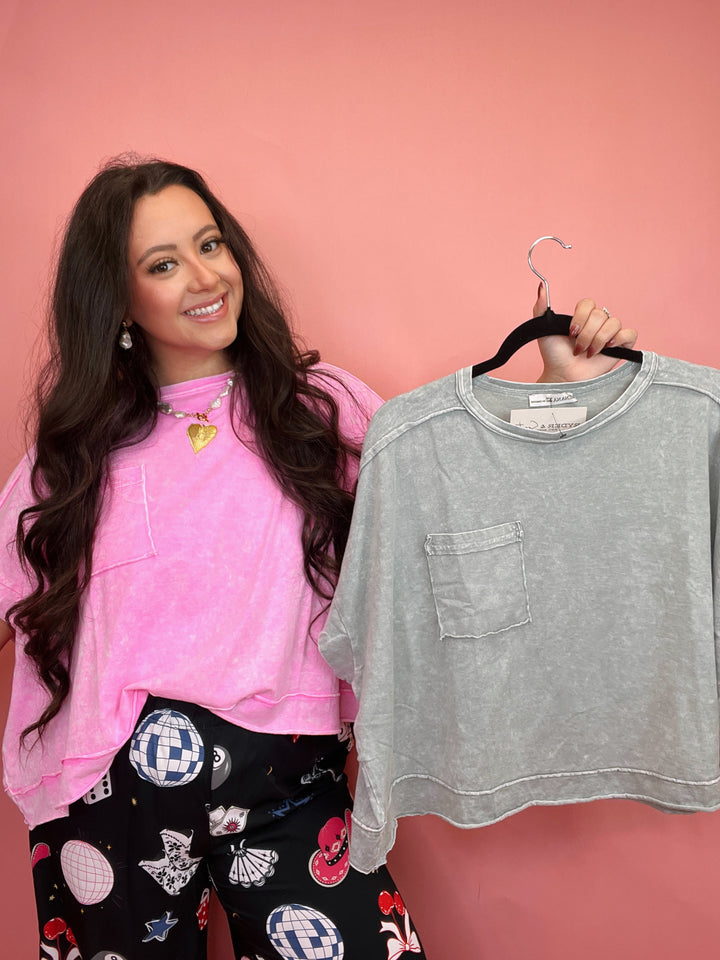 The Halo Washed Oversized Crop Tee