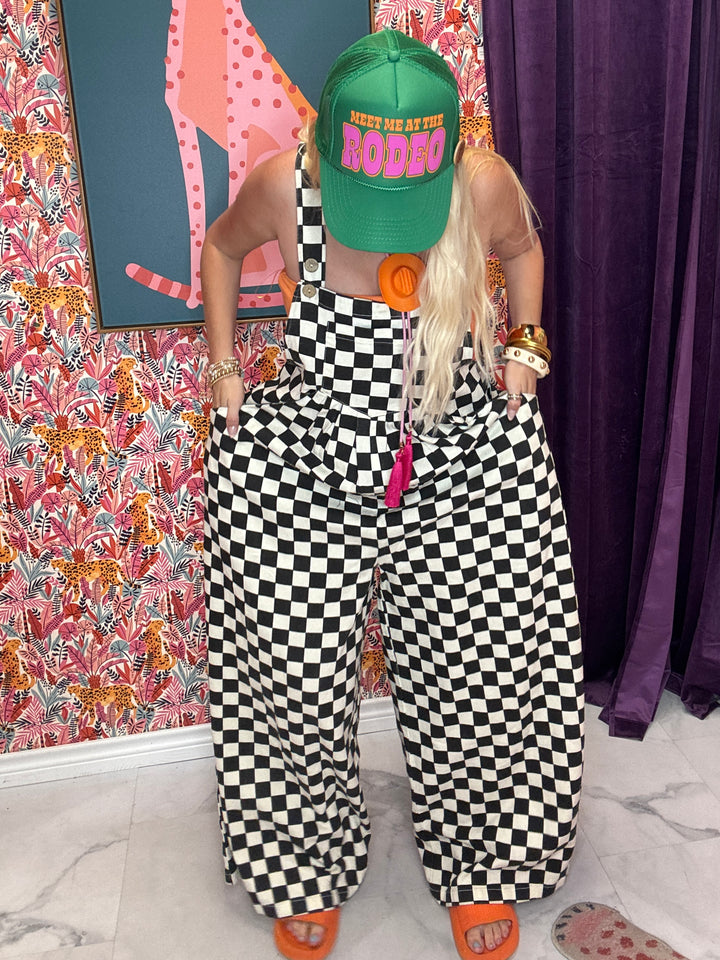 The Checkered Wide Leg Overalls