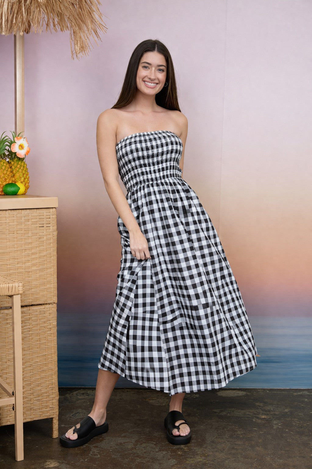 Country Charm Smocked Midi Dress