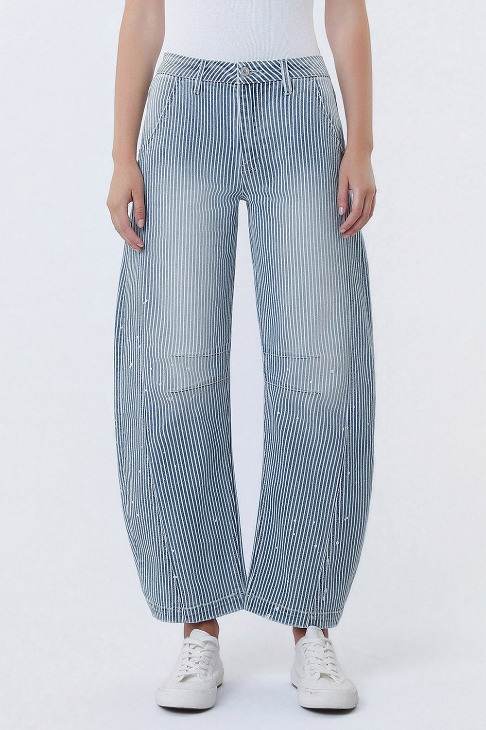 Paint The Town Pinstripe Barrel Jeans
