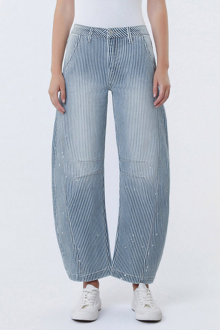 Paint The Town Pinstripe Barrel Jeans