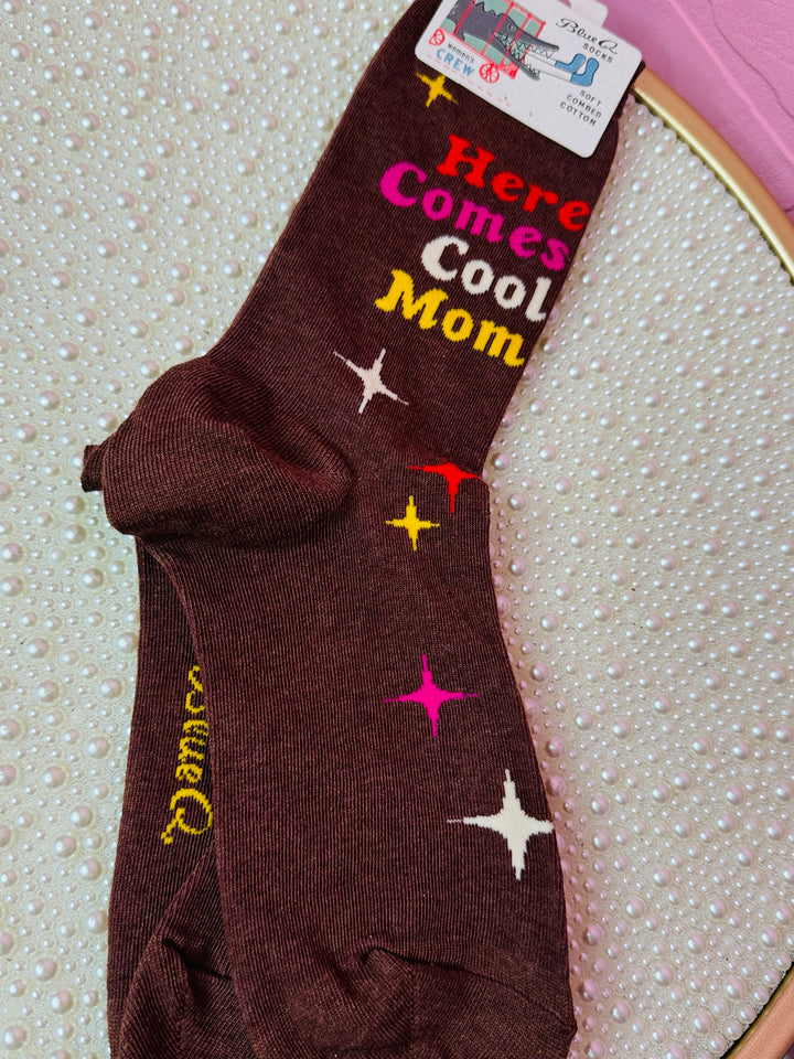 Here Comes Cool Mom Crew Socks