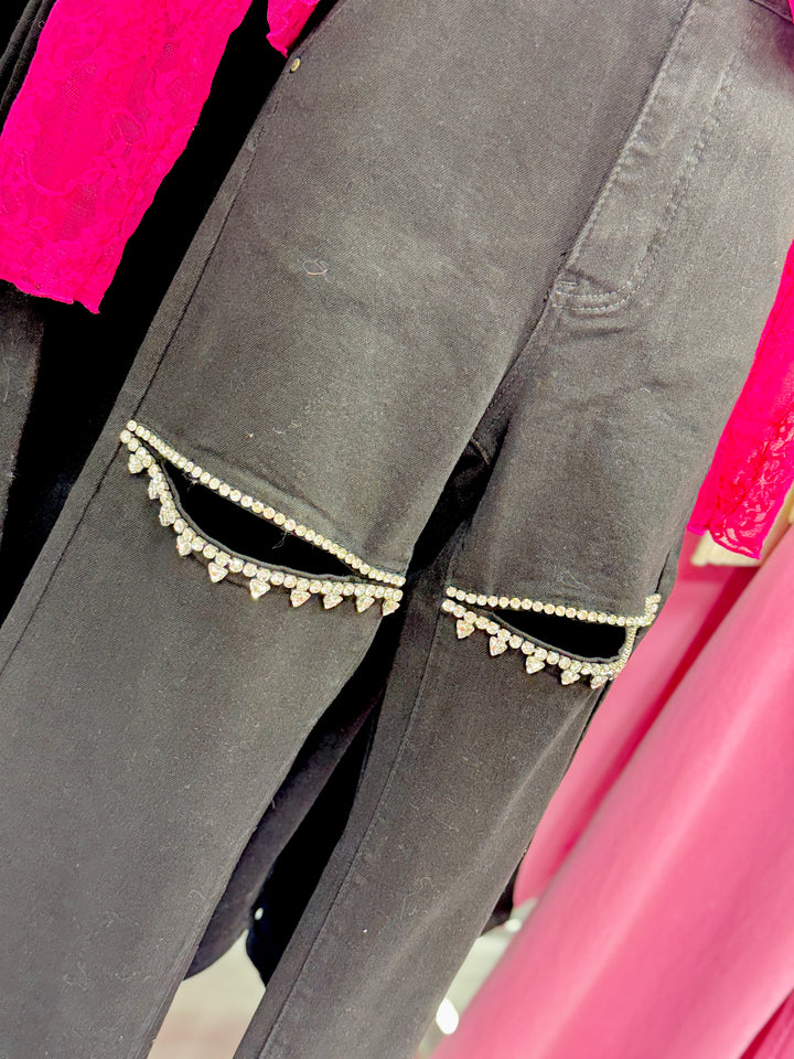The Tatum Rhinestone Straight Jeans
