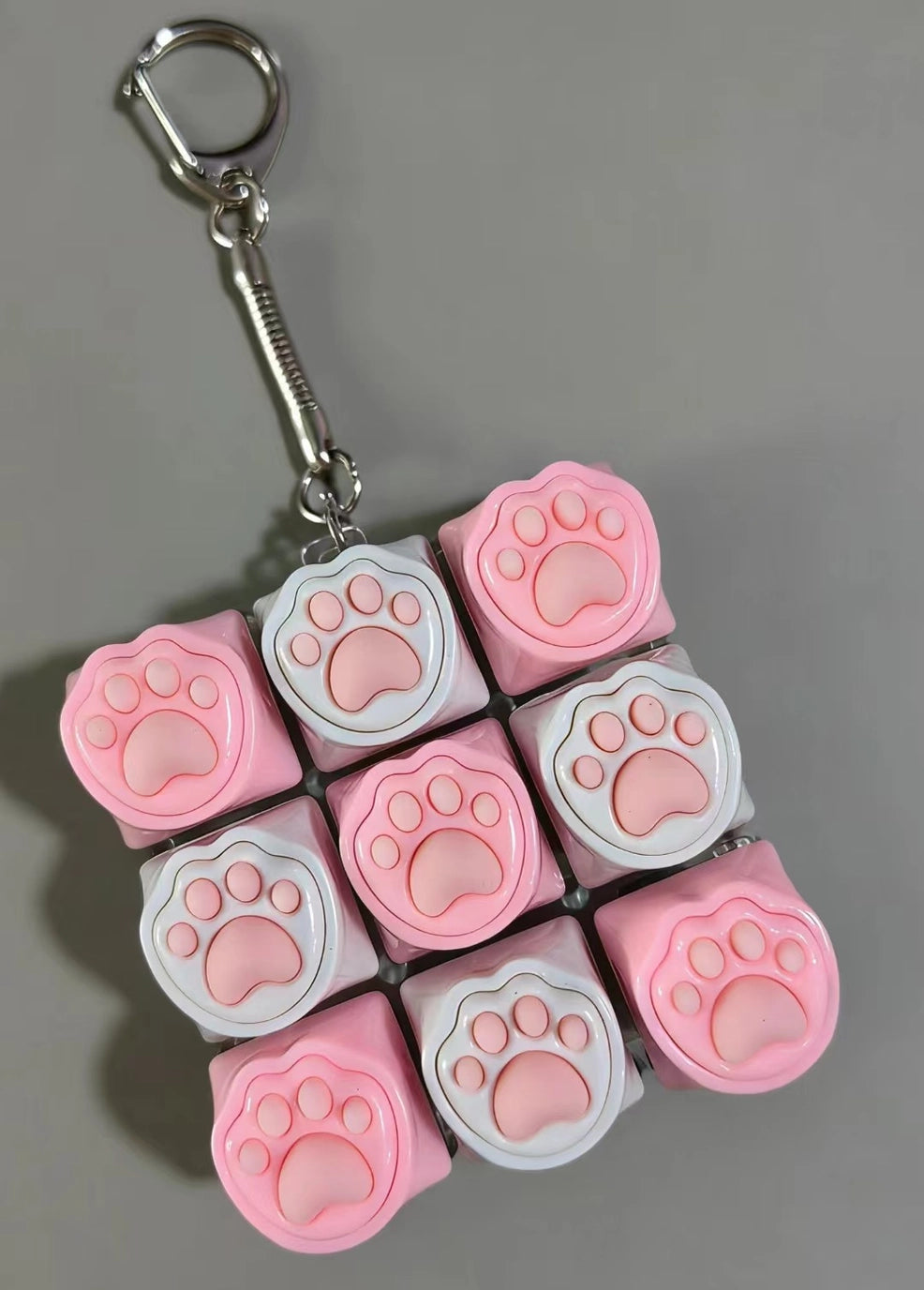 9-Grid Cat Paw Keyboard Fidget Toy Keychain