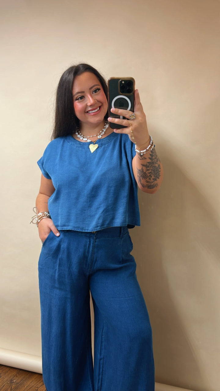 The Aubree Chambray Set