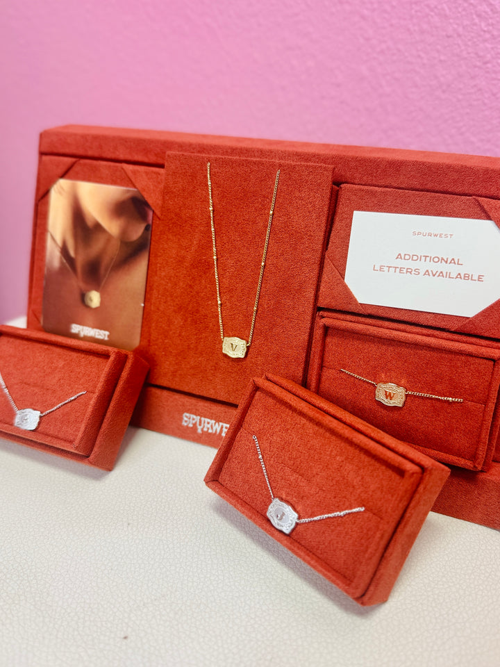 Ultra Mini Belt Buckle Initial Necklace