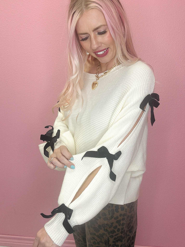 The Carla Velvet Bow Sweater