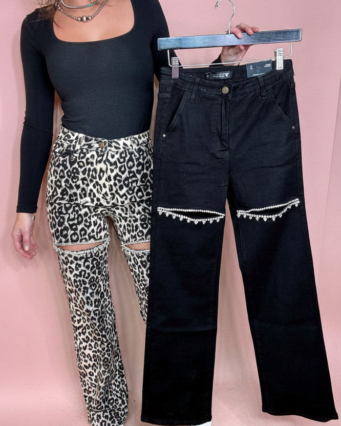 The Tatum Rhinestone Straight Jeans