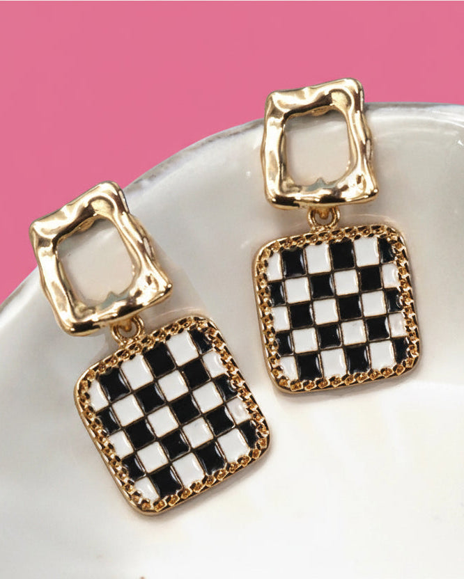 The Brooklyn Checkered Earrings