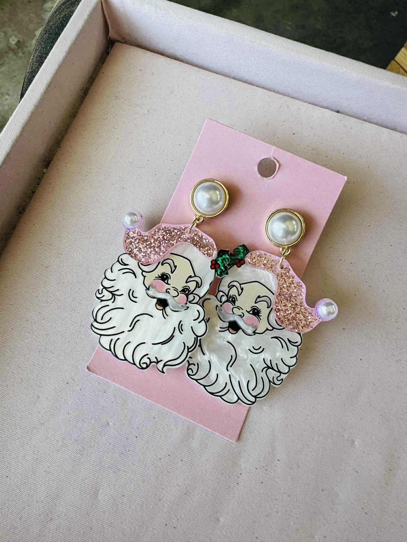 Acrylic Santa Earrings
