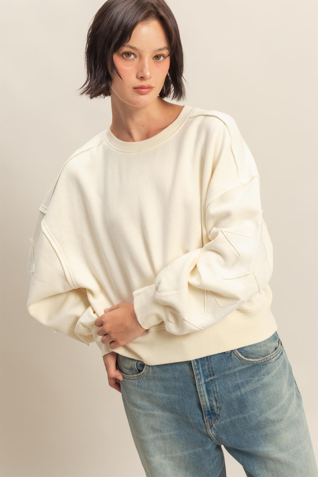 Starry Sleeve Crewneck Sweater