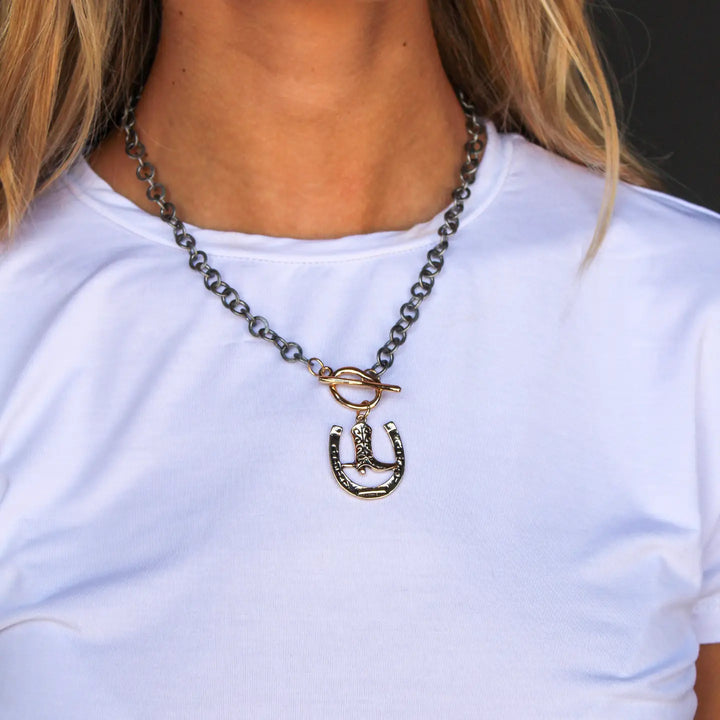 Lucky Horseshoe Toggle Necklace