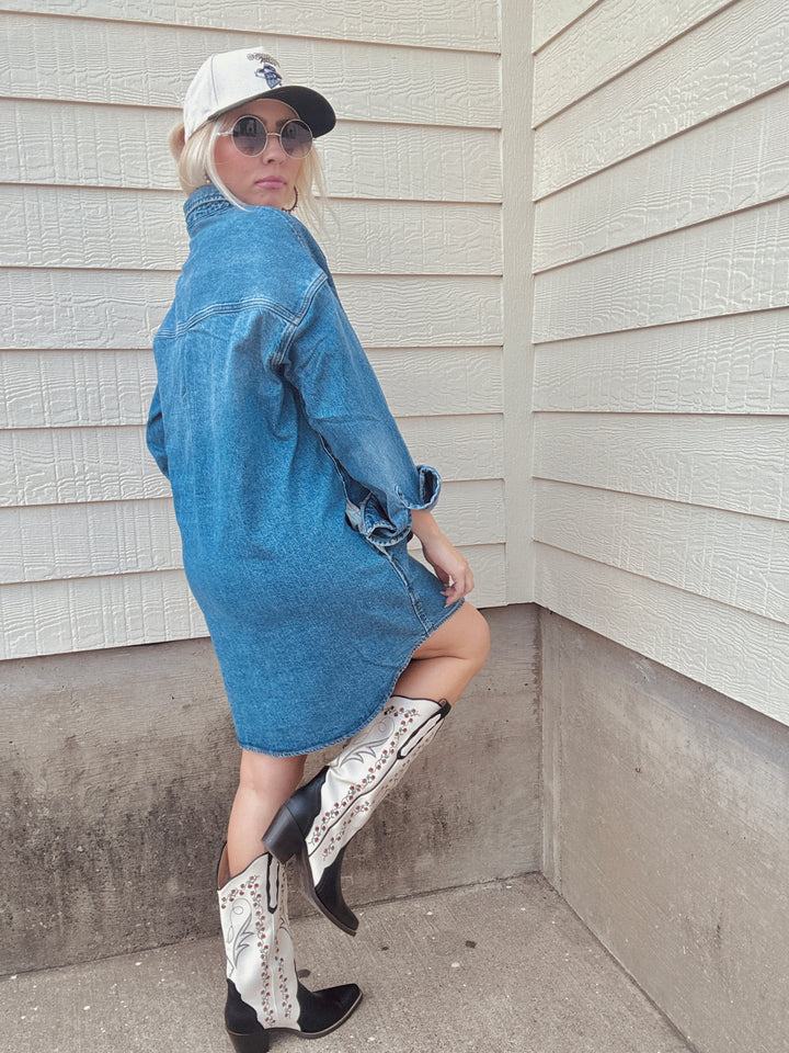 Blue Jean Beauty Shirt Dress