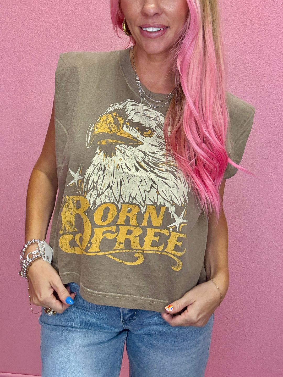 Born Free Muscle Top Graphic Tee