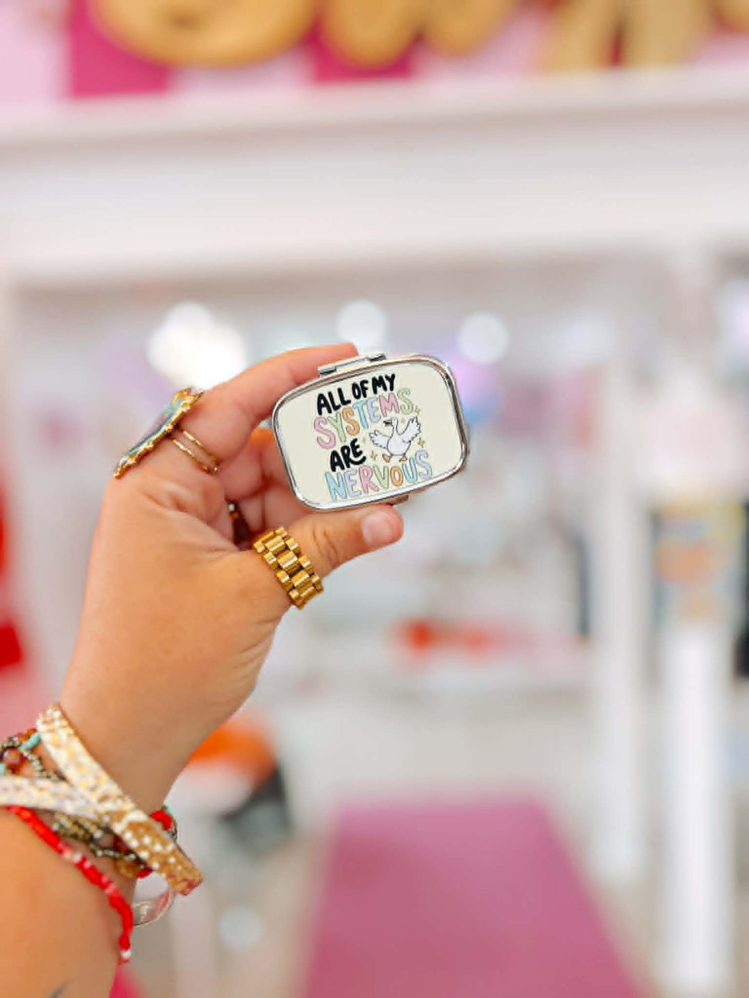 Funny Pill Box & Compact Mirror