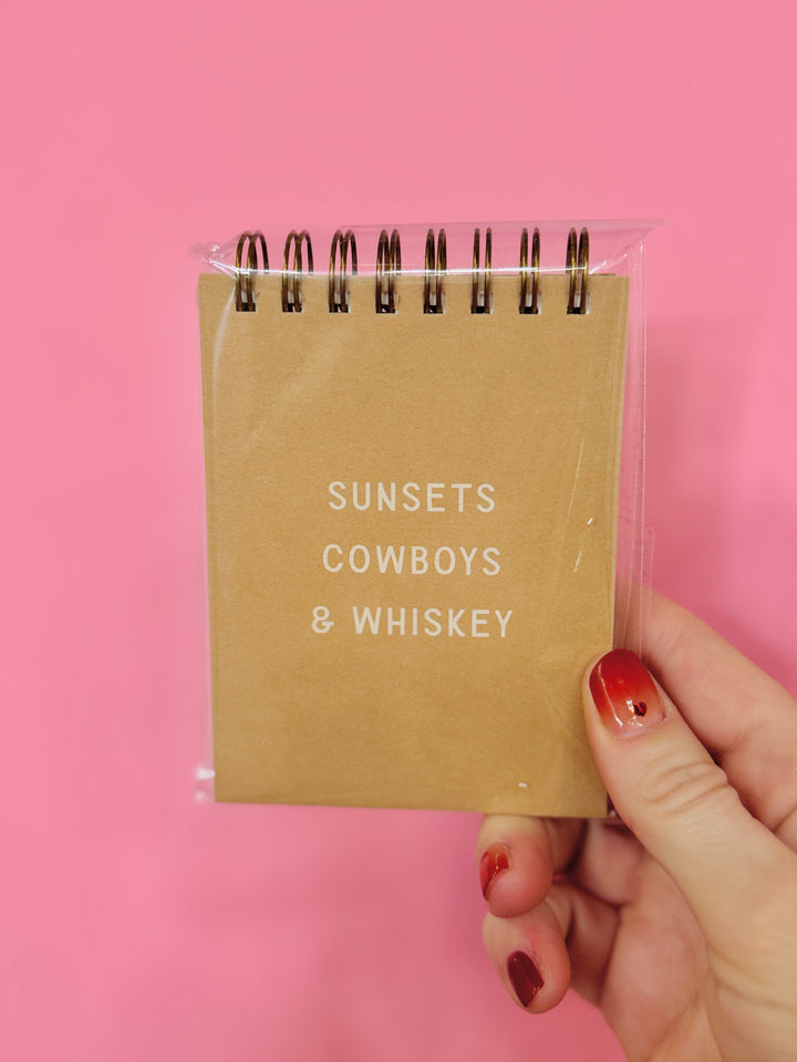 Sunsets Cowboys Whiskey Mini Jotter Notebook