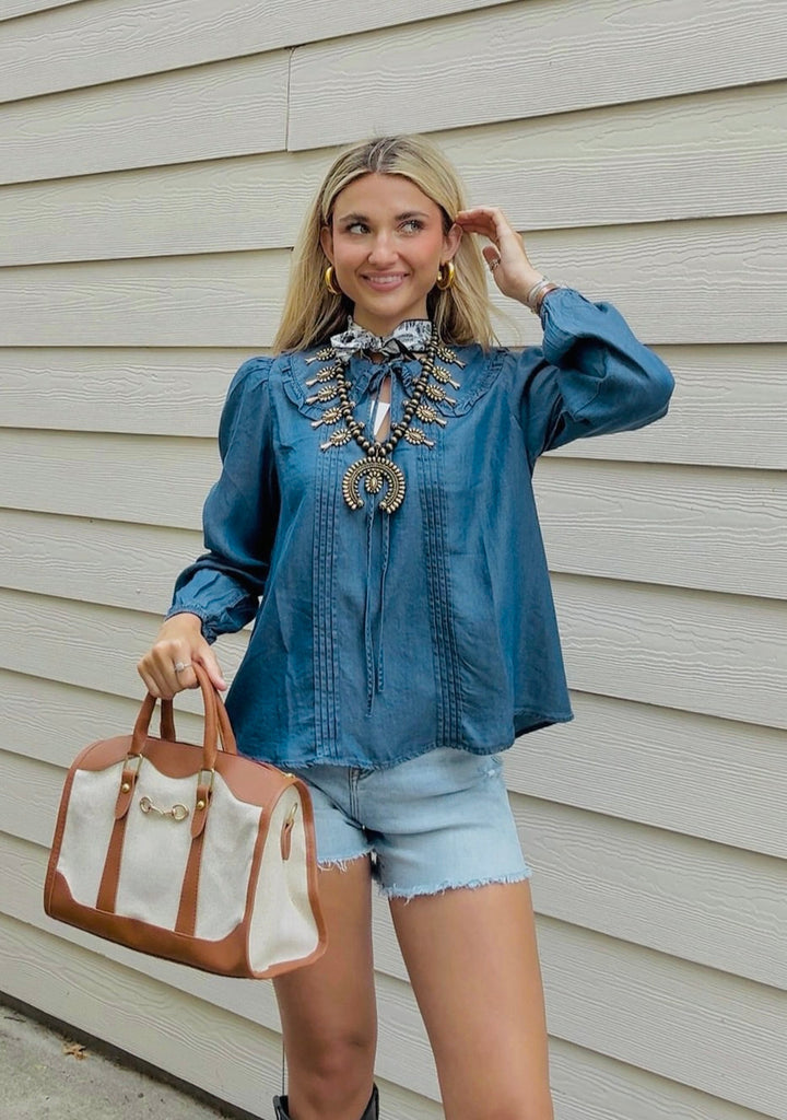 The Sweetheart Denim Blouse