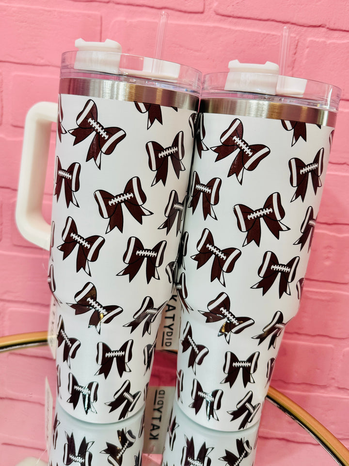 Football Bow 40 oz Tumbler