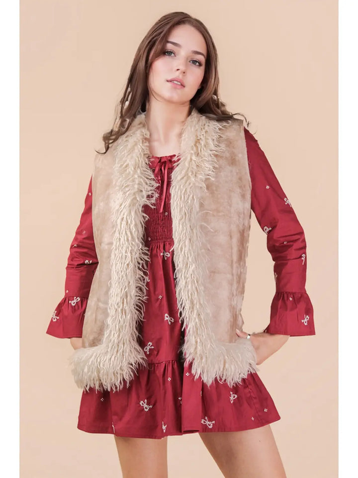 The Lucy Sherpa Suede Boho Vest