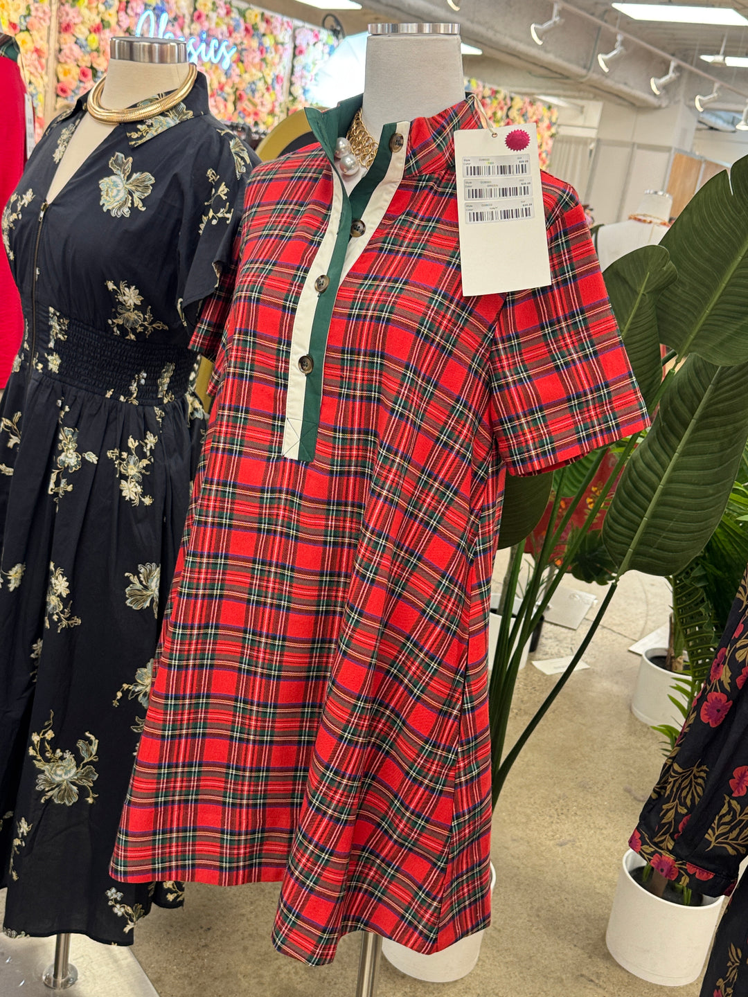 Carmine Charm Plaid Dress