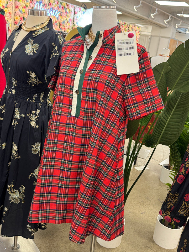 Carmine Charm Plaid Dress