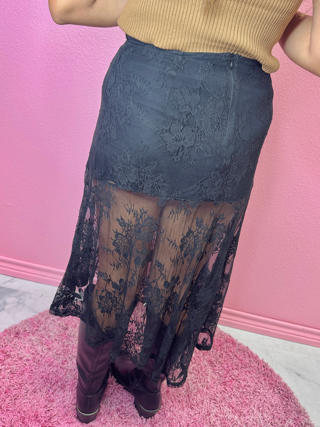 The Lumi Lace Side Slit Skirt